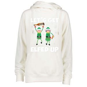 Let's Get Elfed Up Funny Christmas Matching Family Elf Lover Great Gift Womens Funnel Neck Pullover Hood