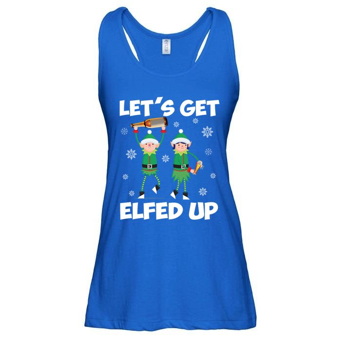 Let's Get Elfed Up Funny Christmas Matching Family Elf Lover Great Gift Ladies Essential Flowy Tank