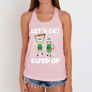 Let's Get Elfed Up Funny Christmas Matching Family Elf Lover Great Gift Women's Knotted Racerback Tank