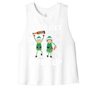 Let's Get Elfed Up Funny Christmas Matching Family Elf Lover Great Gift Women's Racerback Cropped Tank