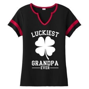 Luckiest Grandpa Ever Funny St Patricks Day Ladies Halftime Notch Neck Tee