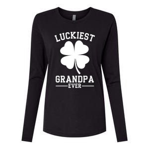 Luckiest Grandpa Ever Funny St Patricks Day Womens Cotton Relaxed Long Sleeve T-Shirt