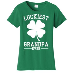 Luckiest Grandpa Ever Funny St Patricks Day Women's T-Shirt