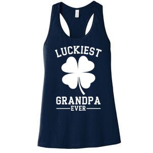 Luckiest Grandpa Ever Funny St Patricks Day Women's Racerback Tank