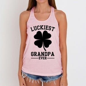 Luckiest Grandpa Ever Funny St Patricks Day Women's Knotted Racerback Tank