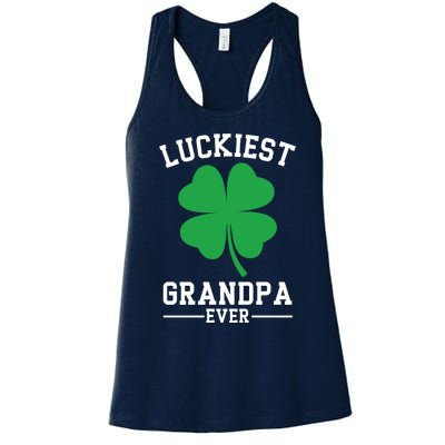 Luckiest Grandpa Ever Funny St Patricks Day Women's Racerback Tank