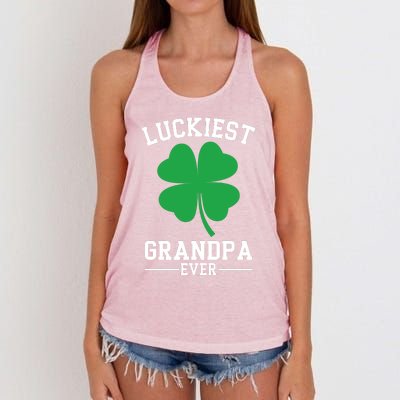 Luckiest Grandpa Ever Funny St Patricks Day Women's Knotted Racerback Tank