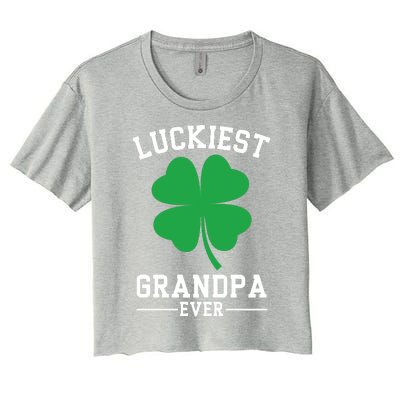 Luckiest Grandpa Ever Funny St Patricks Day Women's Crop Top Tee