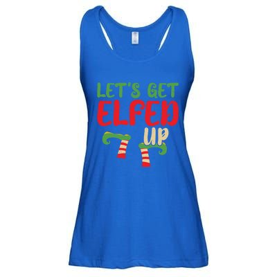 Let's Get Elfed Up Winter Holiday Funny Gift Funny Christmas Elf Meaningful Gift Ladies Essential Flowy Tank