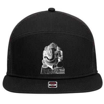 Lord Ganesha Elephant Head Vintage Gift Hindu Hinduism Yoga Gift 7 Panel Mesh Trucker Snapback Hat