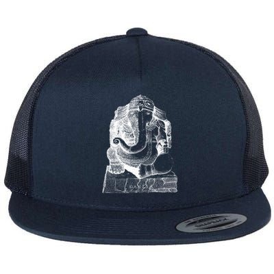 Lord Ganesha Elephant Head Vintage Gift Hindu Hinduism Yoga Gift Flat Bill Trucker Hat