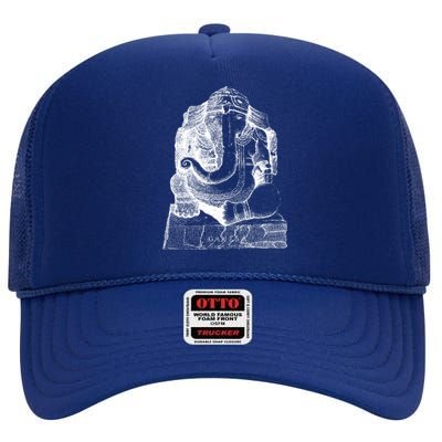 Lord Ganesha Elephant Head Vintage Gift Hindu Hinduism Yoga Gift High Crown Mesh Back Trucker Hat