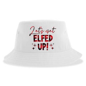 Lets Get Elfed Up Funny Christmas Holiday Sustainable Bucket Hat