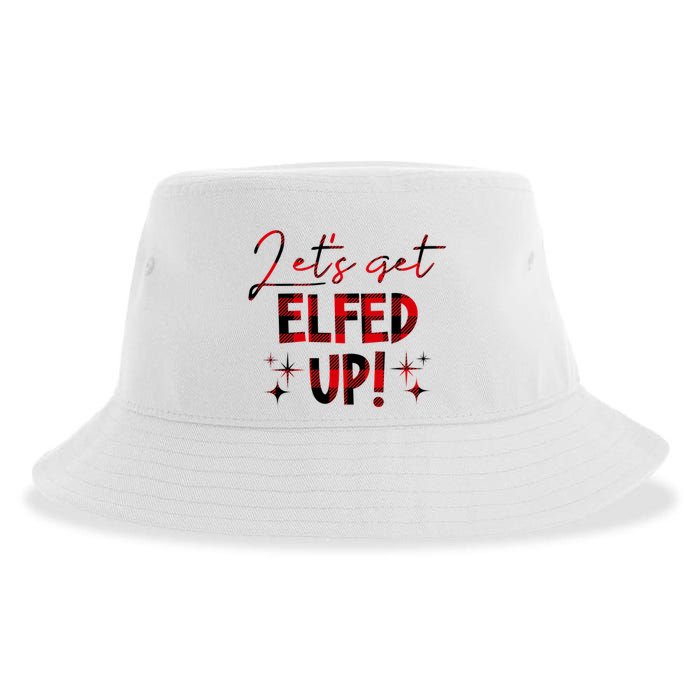 Lets Get Elfed Up Funny Christmas Holiday Sustainable Bucket Hat
