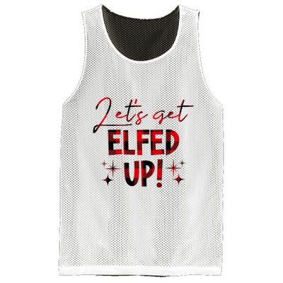 Lets Get Elfed Up Funny Christmas Holiday Mesh Reversible Basketball Jersey Tank