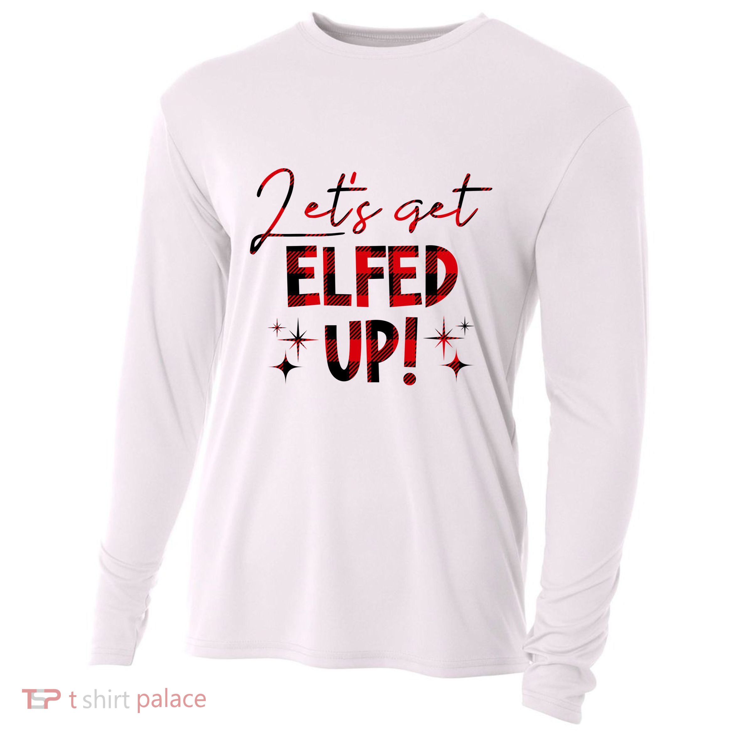 Lets Get Elfed Up Funny Christmas Holiday Cooling Performance Long Sleeve Crew