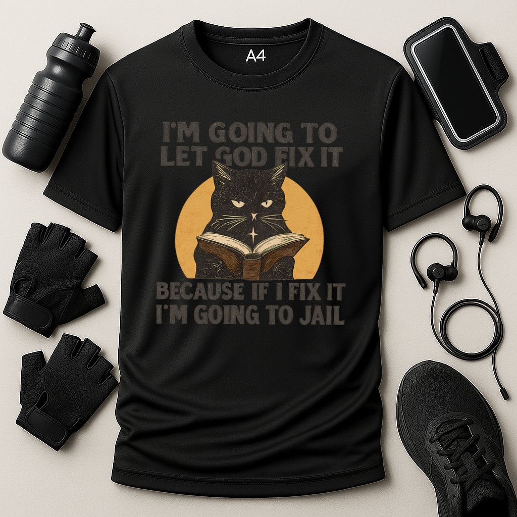 Let God Fix It - Cat Quote Cooling Performance Crew T-Shirt