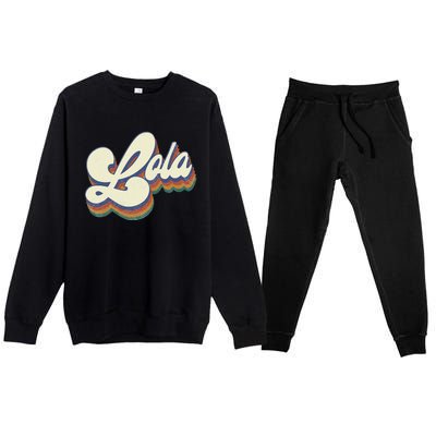 Lola Gifts For Grandma Retro Vintage Mother's Day Lola Premium Crewneck Sweatsuit Set