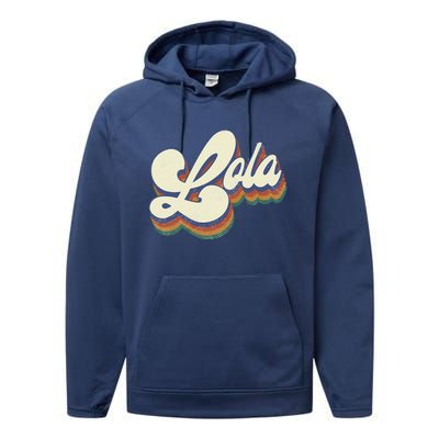 Lola Gifts For Grandma Retro Vintage Mother's Day Lola Performance Fleece Hoodie