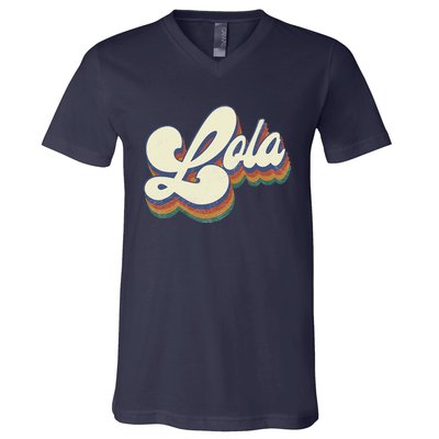 Lola Gifts For Grandma Retro Vintage Mother's Day Lola V-Neck T-Shirt