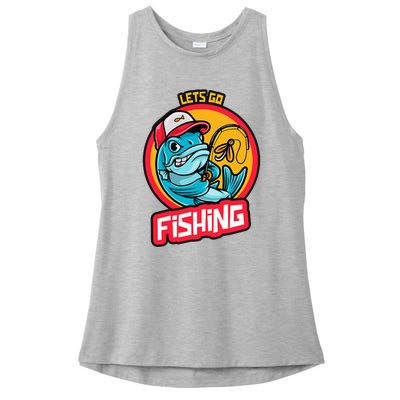 Lets Go Fishing Ladies PosiCharge Tri-Blend Wicking Tank