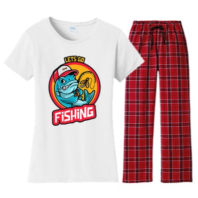 Lets Go Fishing Women's Flannel Pajama Set