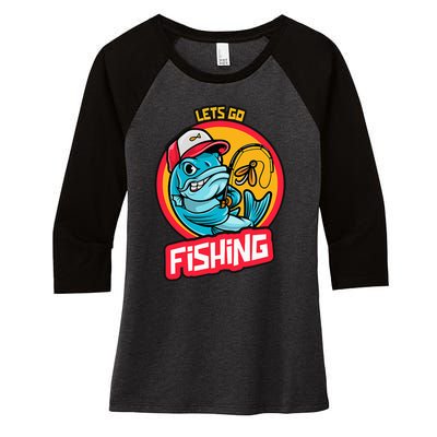 Lets Go Fishing Women's Tri-Blend 3/4-Sleeve Raglan Shirt