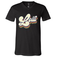 Lolli Gifts For Grandma Retro Vintage MotherS Day Lolli V-Neck T-Shirt