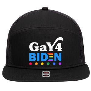 Lgbtq Gay For Biden Lgbt Biden Gay Supporter 7 Panel Mesh Trucker Snapback Hat