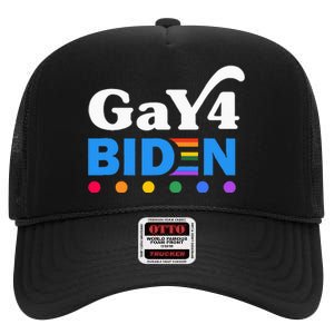 Lgbtq Gay For Biden Lgbt Biden Gay Supporter High Crown Mesh Back Trucker Hat