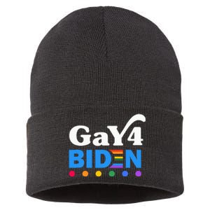 Lgbtq Gay For Biden Lgbt Biden Gay Supporter Sustainable Knit Beanie