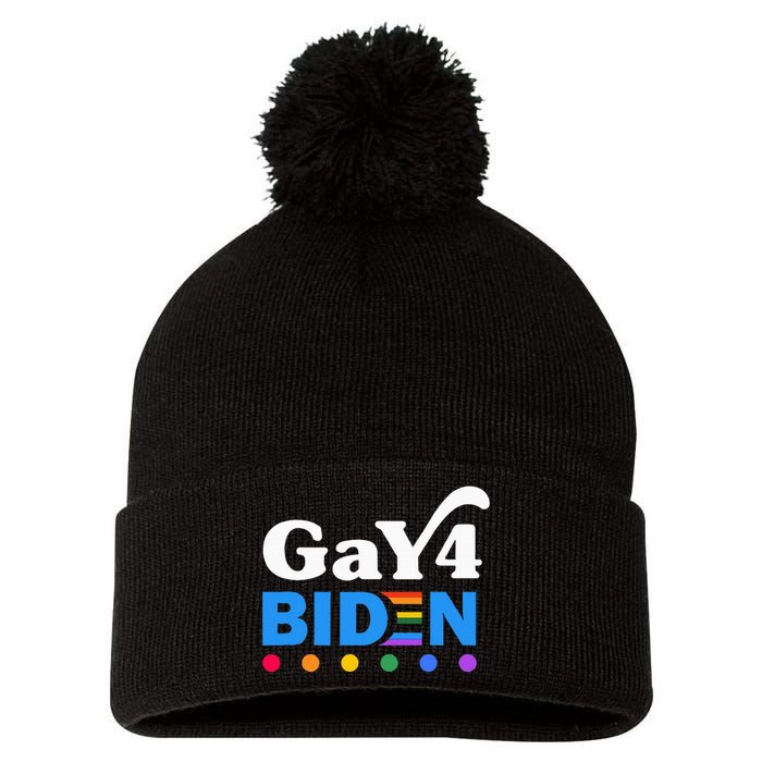 Lgbtq Gay For Biden Lgbt Biden Gay Supporter Pom Pom 12in Knit Beanie