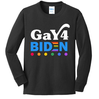 Lgbtq Gay For Biden Lgbt Biden Gay Supporter Kids Long Sleeve Shirt