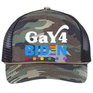 Lgbtq Gay For Biden Lgbt Biden Gay Supporter Retro Rope Trucker Hat Cap