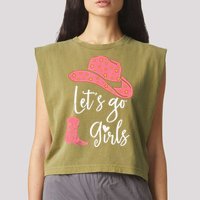 Lets Go Funny Lets Go Lets Go Garment-Dyed Women's Muscle Tee