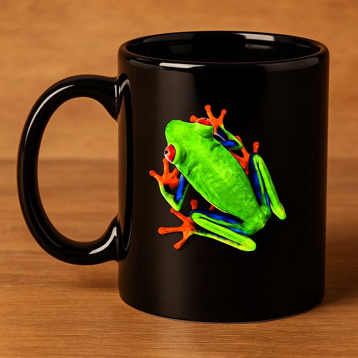 Little Green Frog 11oz C Handle Ceramic Mug