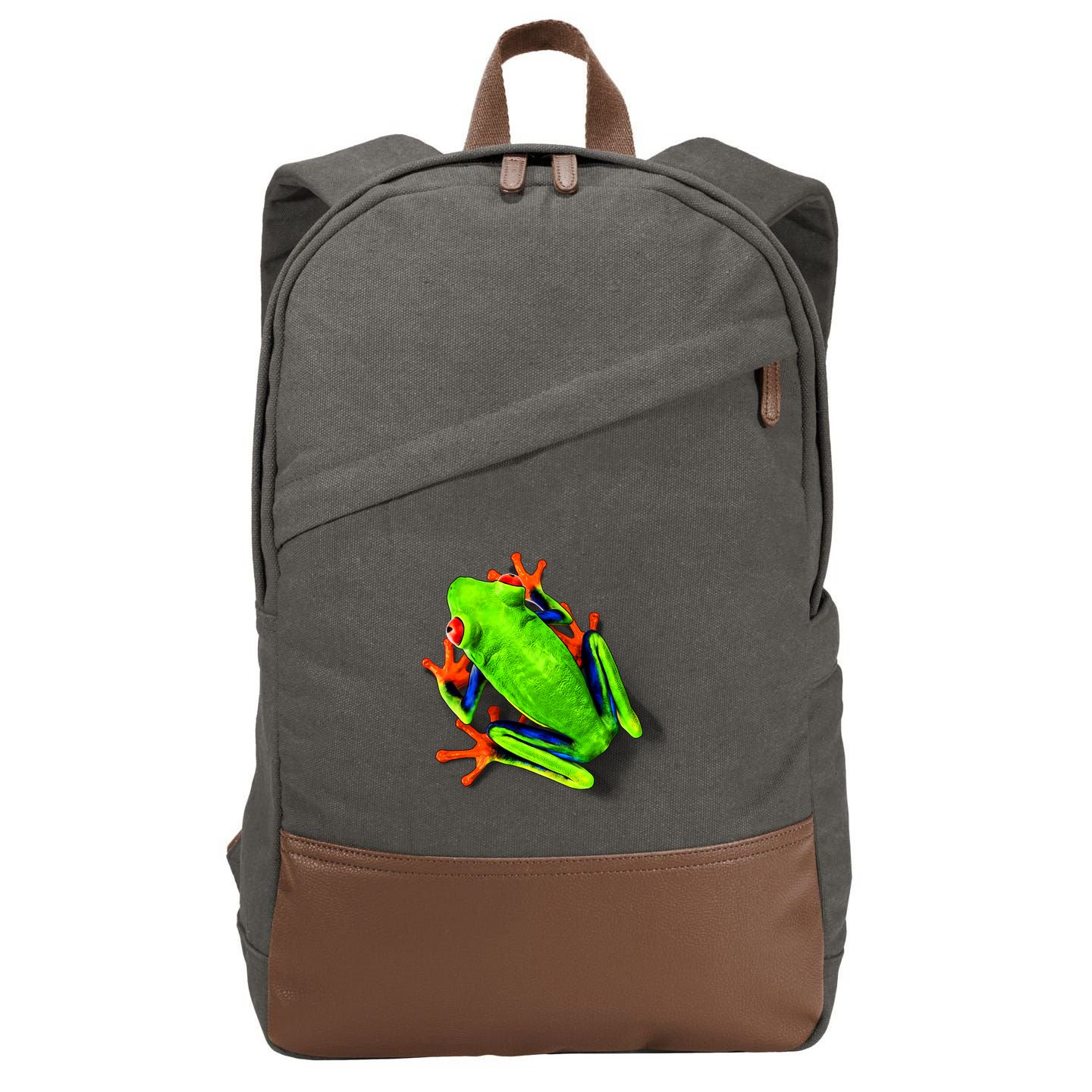 Little Green Frog Cotton Canvas Backpack