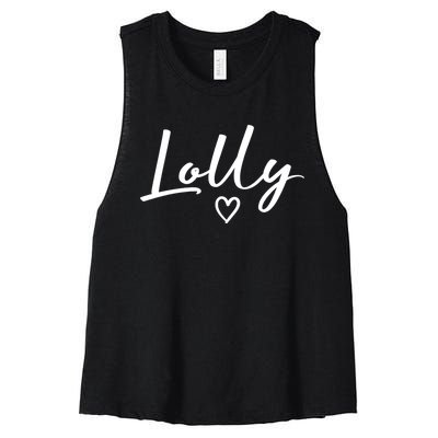 Lolly Gifts For Women Grandma Heart MotherS Day Lolly Women's Racerback Cropped Tank