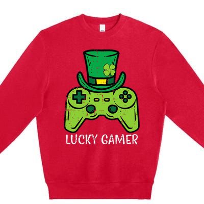 Lucky Gamer funny St Patrick's Day Gamer Premium Crewneck Sweatshirt