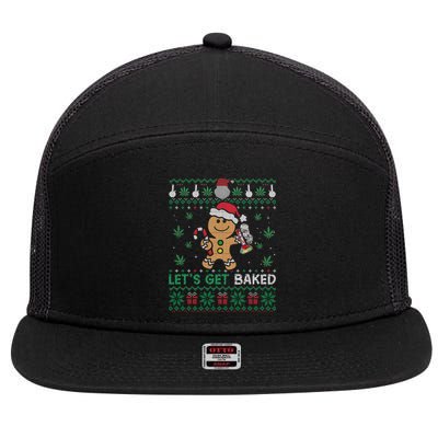 Lets Get Funny Baked Cookie Weed Ugly Xmas Sweater 7 Panel Mesh Trucker Snapback Hat