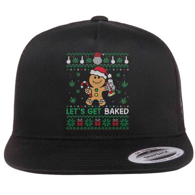 Lets Get Funny Baked Cookie Weed Ugly Xmas Sweater Flat Bill Trucker Hat