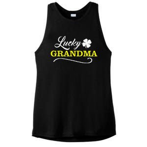 LUCKY GRANDMA Fun Family Saint Patrick's Day Holiday Ladies PosiCharge Tri-Blend Wicking Tank