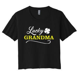 LUCKY GRANDMA Fun Family Saint Patrick's Day Holiday Women's Crop Top Tee