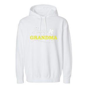 LUCKY GRANDMA Fun Family Saint Patrick's Day Holiday Garment-Dyed Fleece Hoodie