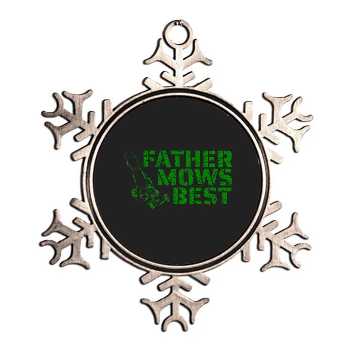 Lawnmower Gift For Dad Father Mows Best Funny Fathers Day Metallic Star Ornament