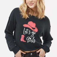 Lets Go Funny Lets Go Lets Go Cropped Pullover Crew