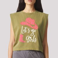 Lets Go Funny Lets Go Lets Go Garment-Dyed Women's Muscle Tee
