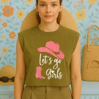 Lets Go Funny Lets Go Lets Go Garment-Dyed Women's Muscle Tee