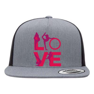 Love Gymnastics Funny Gymnast Turns Flips Girl Gift Flat Bill Trucker Hat