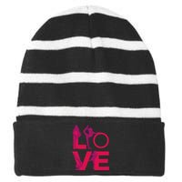 Love Gymnastics Funny Gymnast Turns Flips Girl Gift Striped Beanie with Solid Band